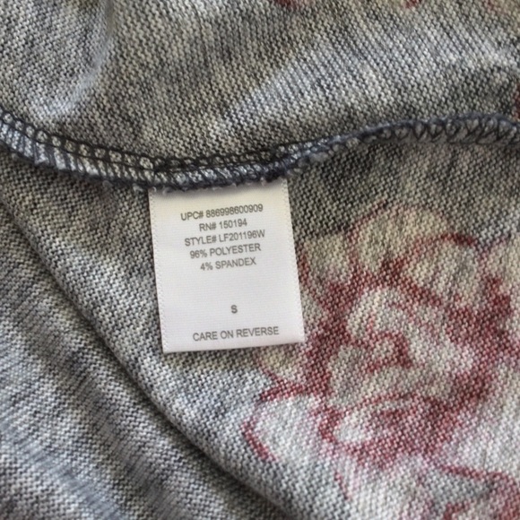 Knit Floral Dress|Tunic Grommet Trim Neckline Gray & Pink S - Picture 6 of 10